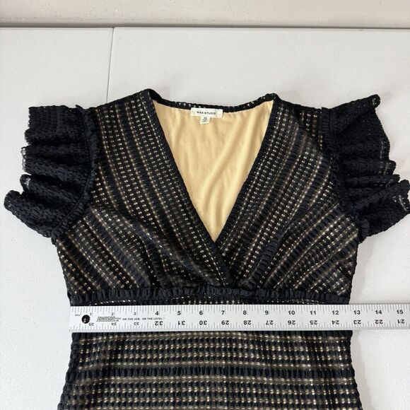 Max Studio Womens Dress Extra Small Black Crochet Midi Whimsigoth Fairy Grunge - Picture 6 of 11